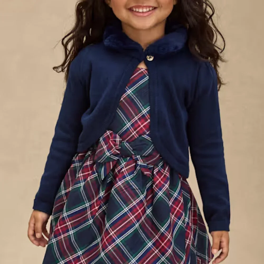 Gymboree Girl Black All Dressed Up Long Sleeve Faux Fur Dressy Knit Shrug 3T NWT